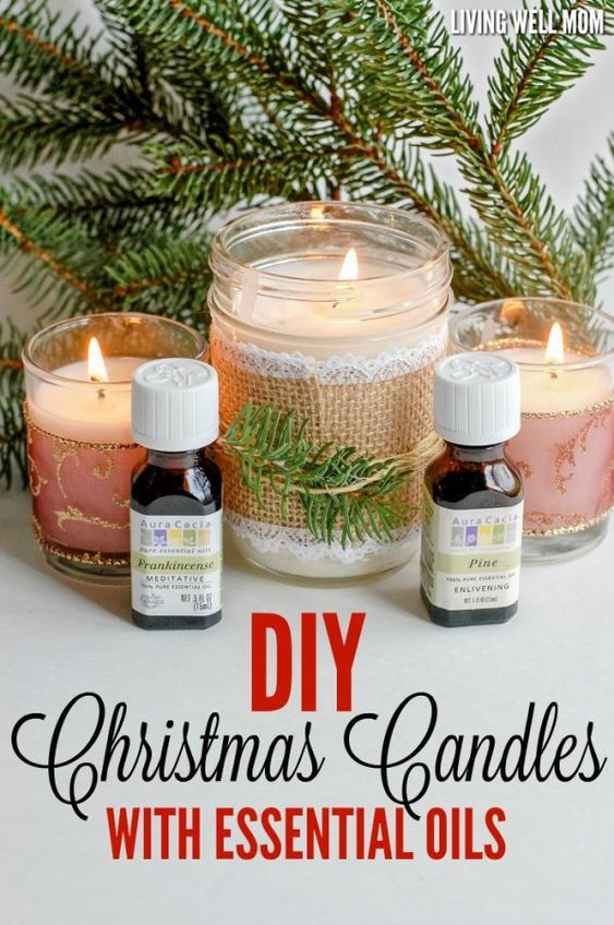 Velas acesas e decoradas com aromatizadores