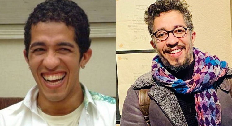 Montagem com duas fotos de Jean Wyllys, uma na época do BBB e outra atualmente 