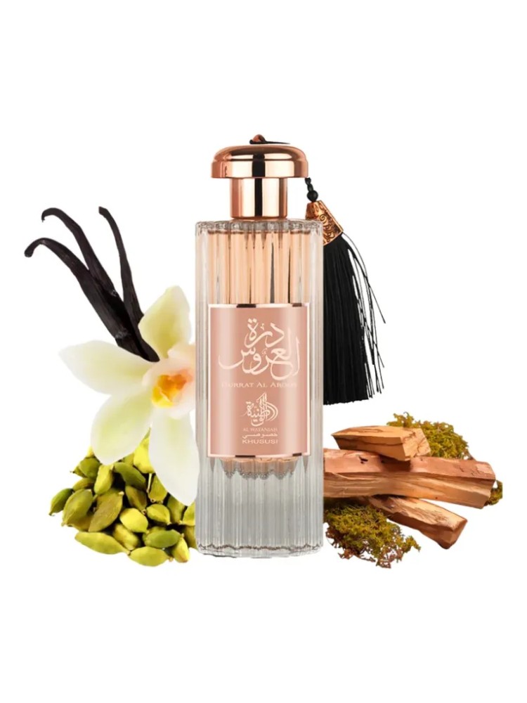 Frasco do Durrat Al Aroos, Al Wataniah com flores e madeiras