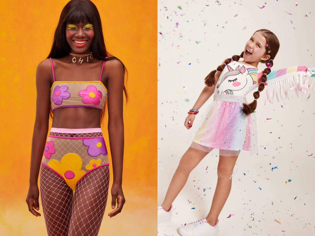 Mulher e criança com fantasia de Carnaval.