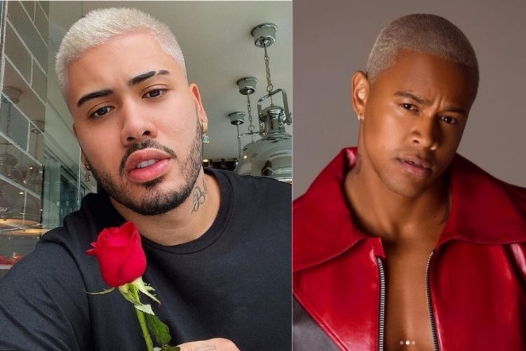 Kevinho e Léo Santana usando cabelo loiro platinado