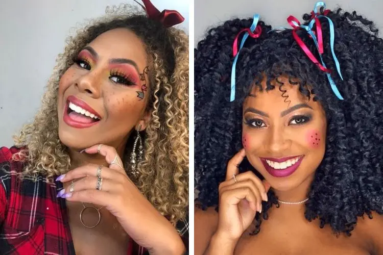 Montagem com duas ideias de make simples junina