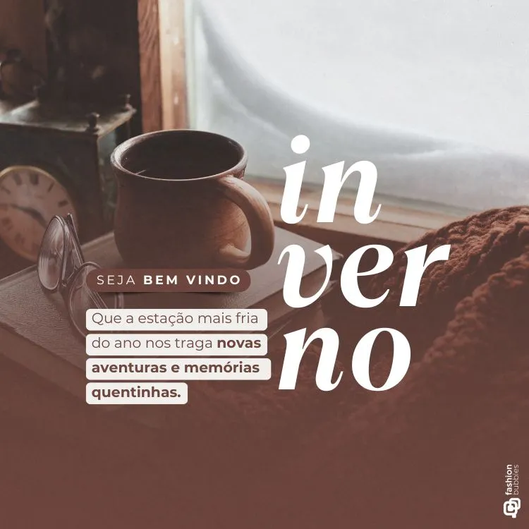 Frase de inverno escrita em foto de xícara de café em cima de livro