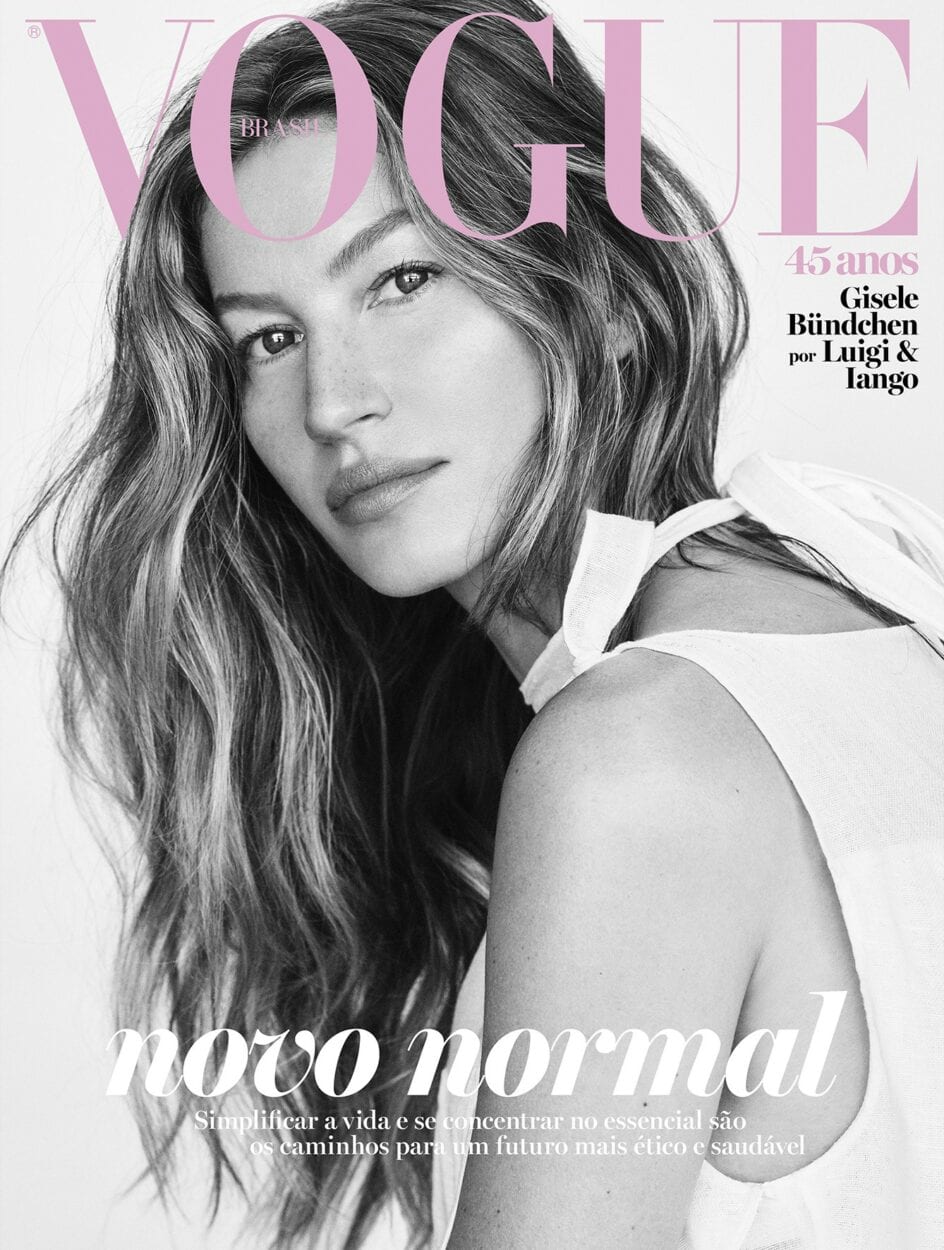 vogue brasil com a modelo Gisele em preto e branco Capas de revistas