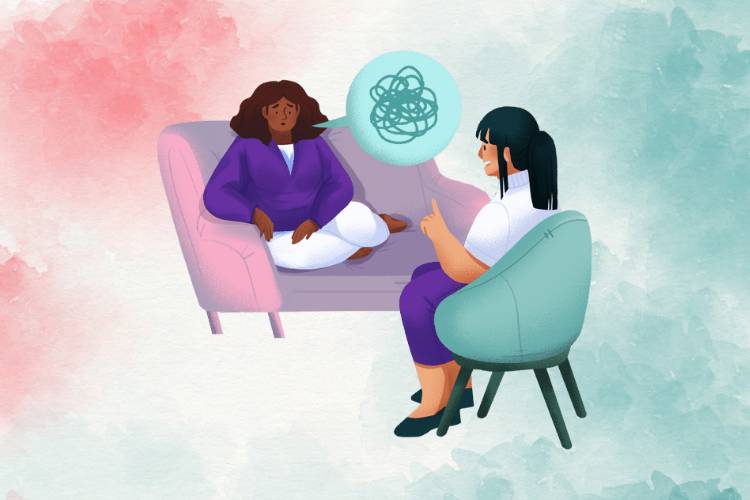 mulher com Síndrome de Burnout fazendo sessão de terapia