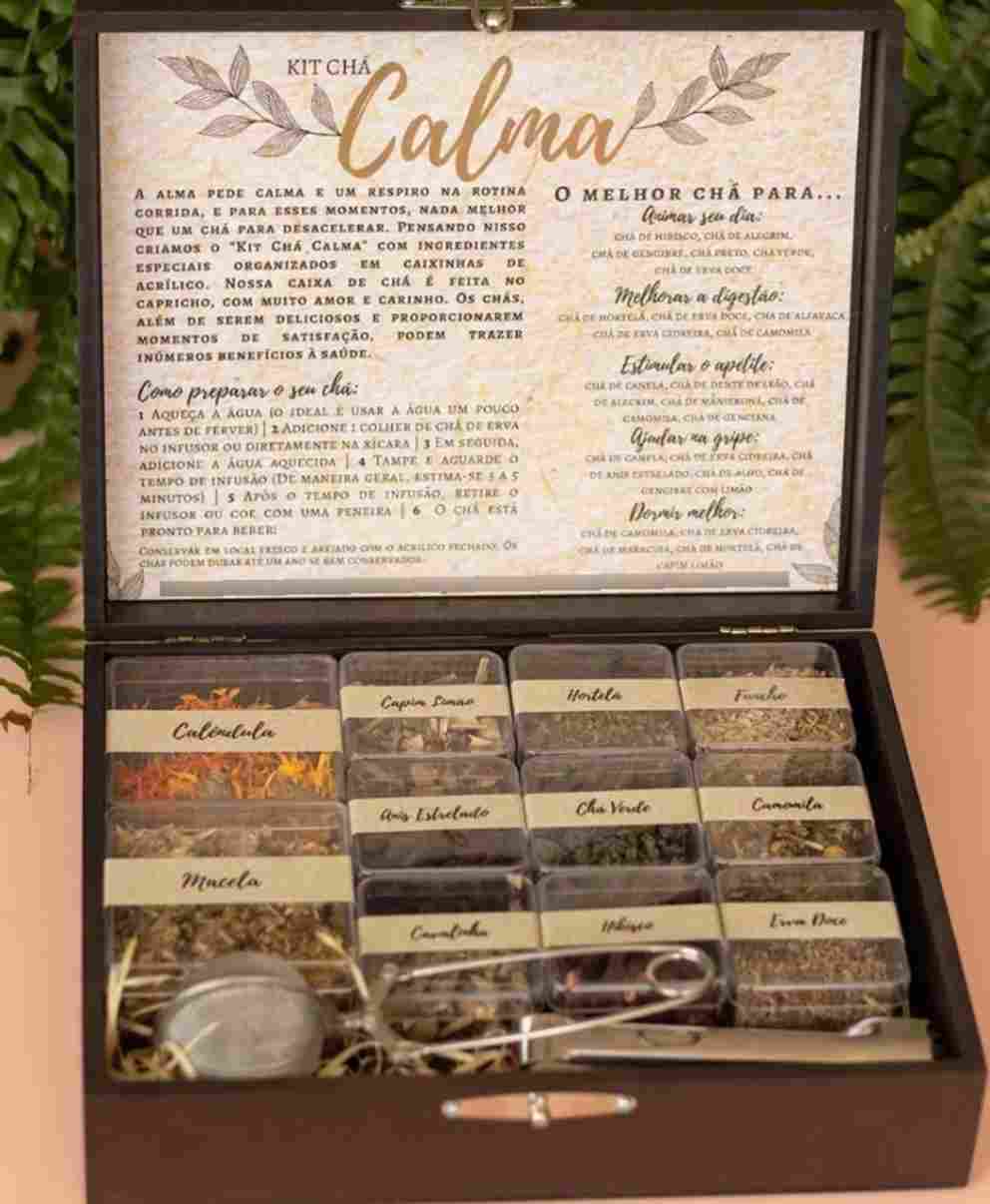 caixa com vários chás para presentear