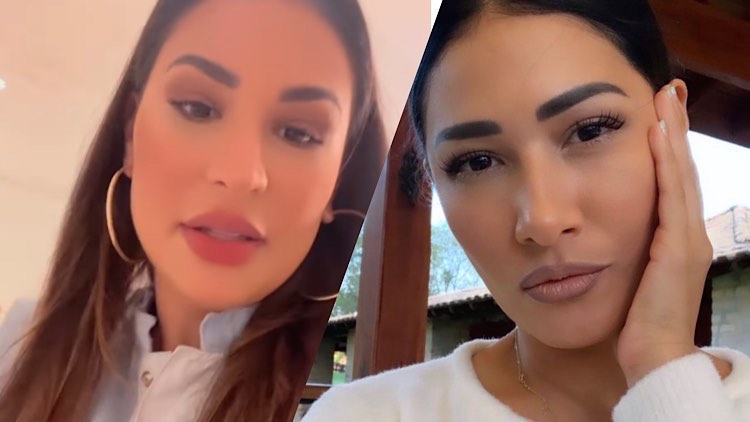 Duas imagens em close de Simone e Simaria retiradas de seus Stories do Instagram.