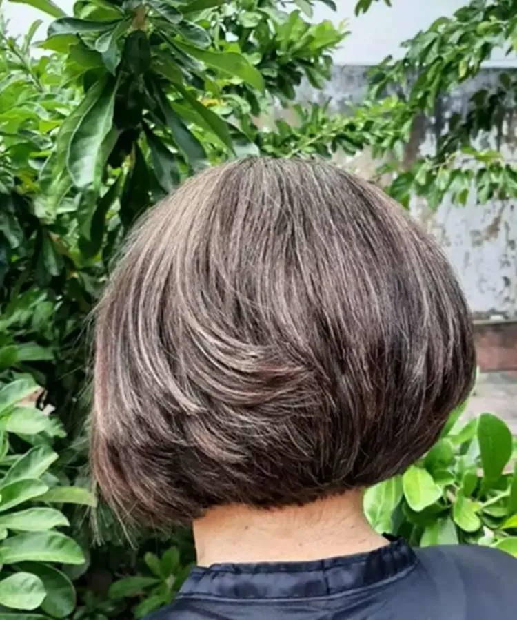 Corte curto para senhoras liso grisalho 