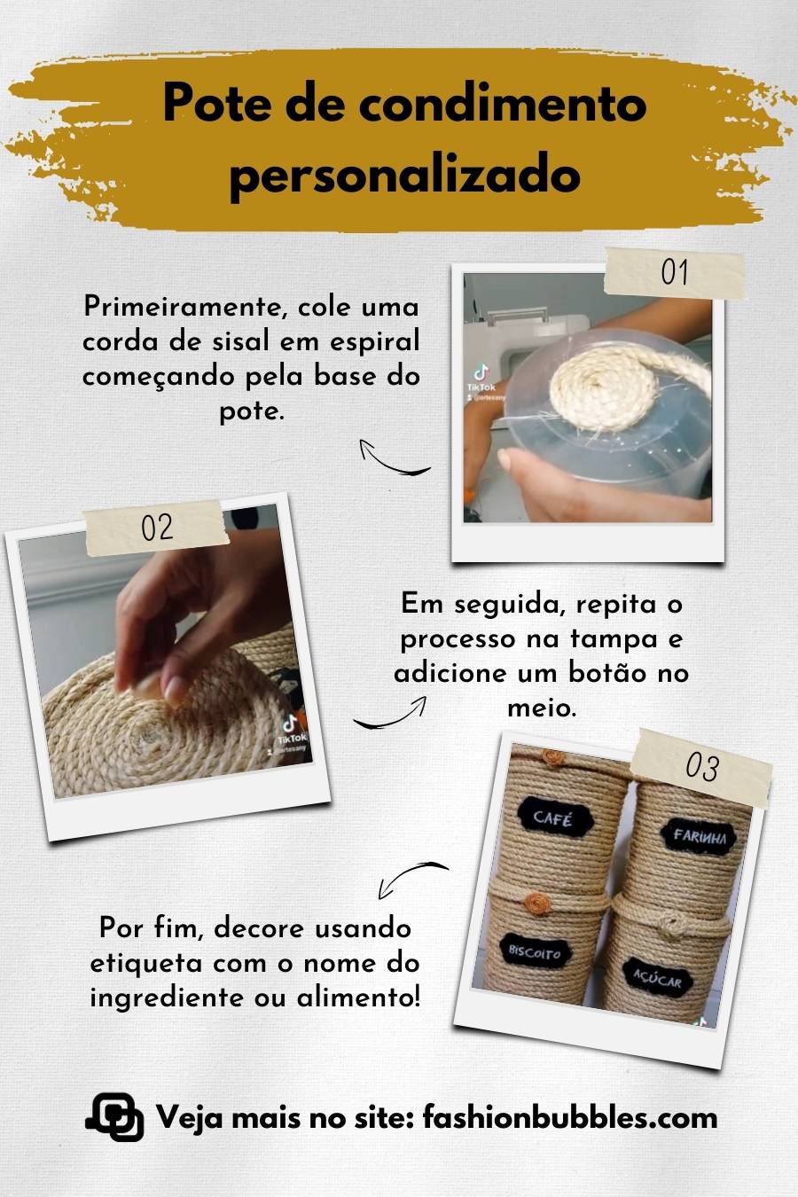 Pote de condimento personalizado.