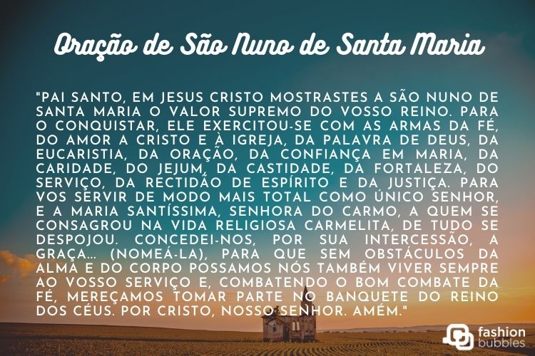 orações, São Nuno de Santa Maria