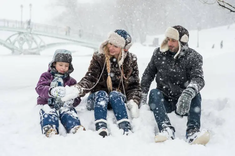 Foto em família na neve