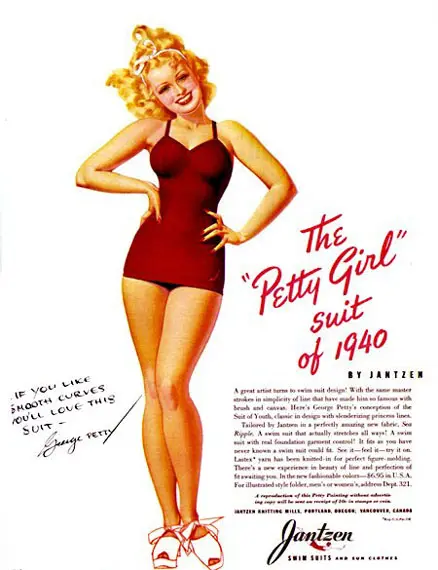 O "Petty Girl Suit", ilustraçao pon-up de George Petty de 1940. O "Petty Girl Suit", ilustraçao pon-up de George Petty de 1940.