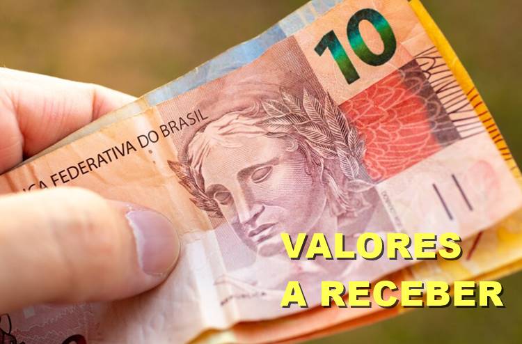 Foto de dinheiro com a frase Valores a Receber.