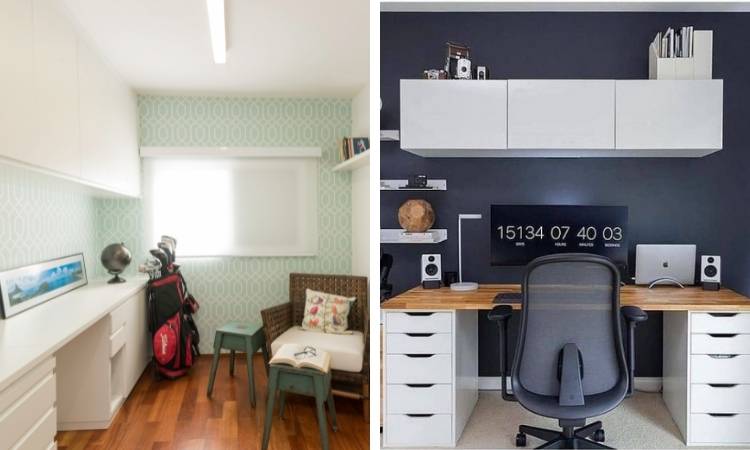 Home offices com gavetas.
