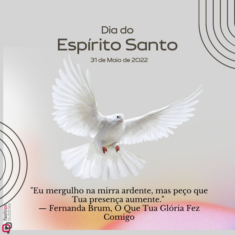 Cartão virtual de fundo claro com foto de pomba branca e frase: "Eu mergulho na mirra ardente, mas peço que Tua presença aumente." — Fernanda Brum, O Que Tua Glória Fez Comigo