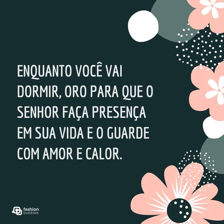 Foto com oração de boa noite escrita.