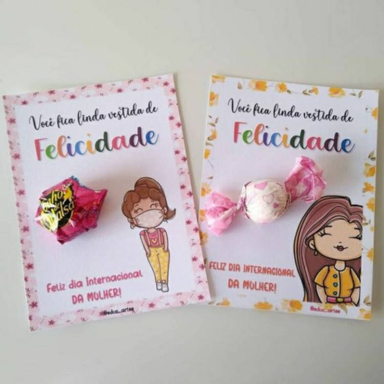 Dois tipos de lembrancinha para o Dia da Mulher.