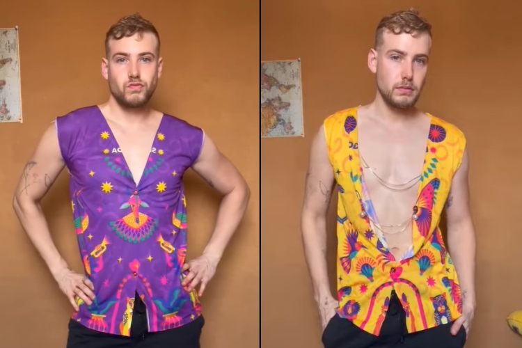 montagem com duas opções de abadá masculino customizado