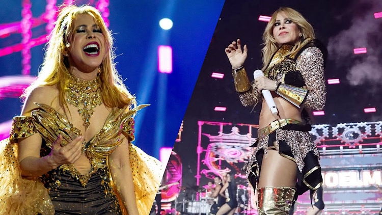 Joelma passa sufoco com fã que pede músicas do Calypso, no palco.