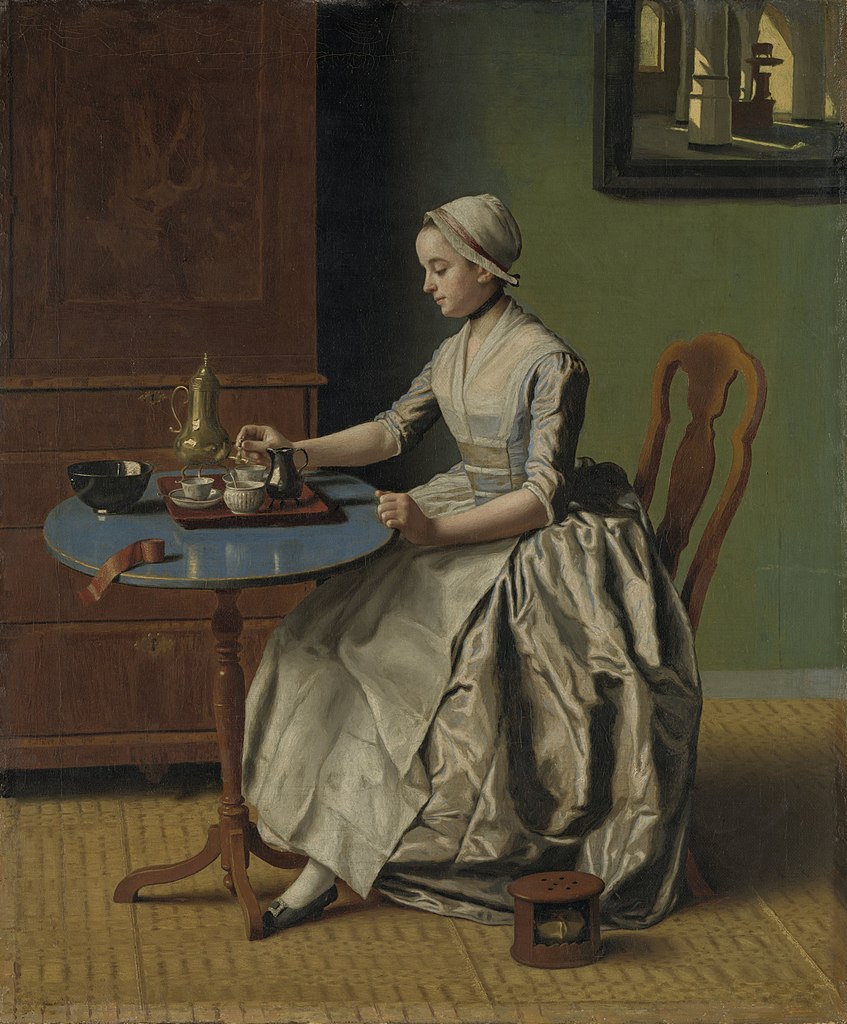 Uma mulher a beber chocolate, de Jean-Étienne Liotard, c. 1744. 