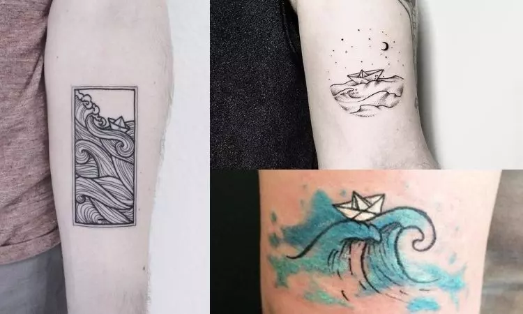 desenhos de barquinhos de papel em ondas