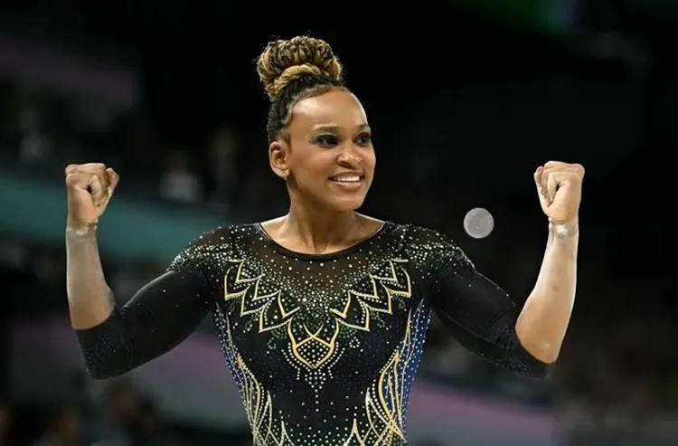 Rebeca Andrade durante as Olimpíadas de 2024