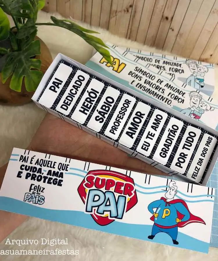 Caixa de bis personalizada com arte digital para o Dia dos Pais