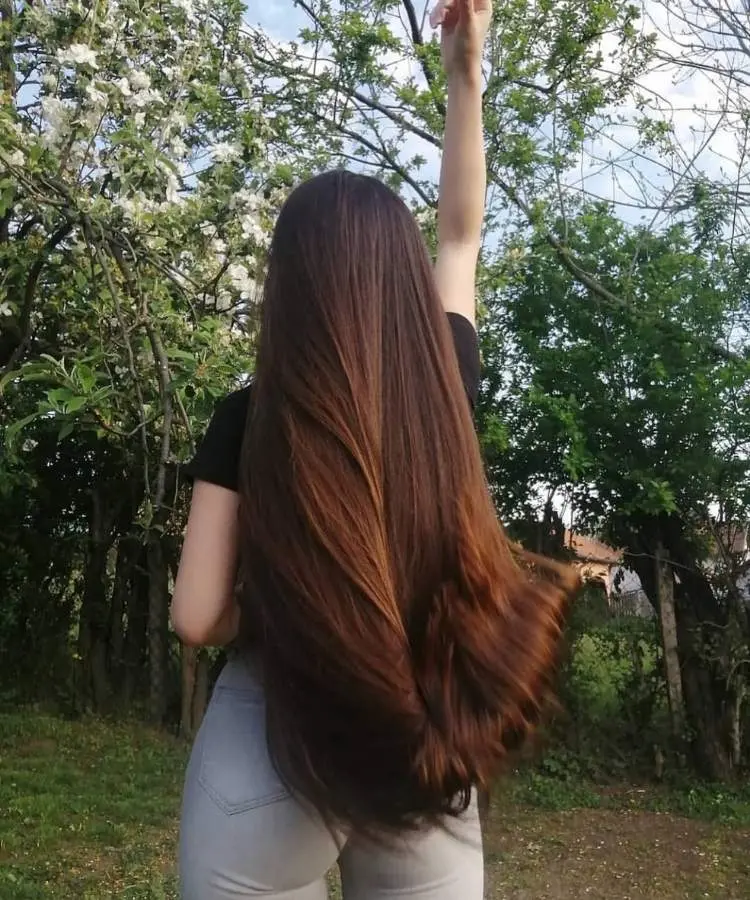 corte de cabelo longo liso.
