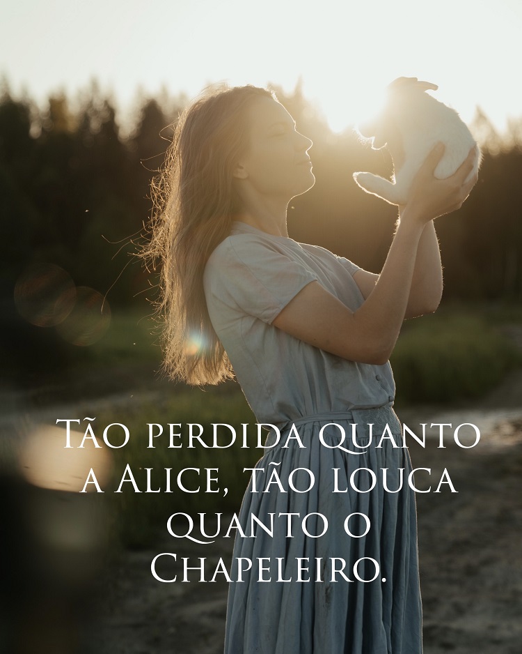 Imagem de mulher com coelho com frase engraçada