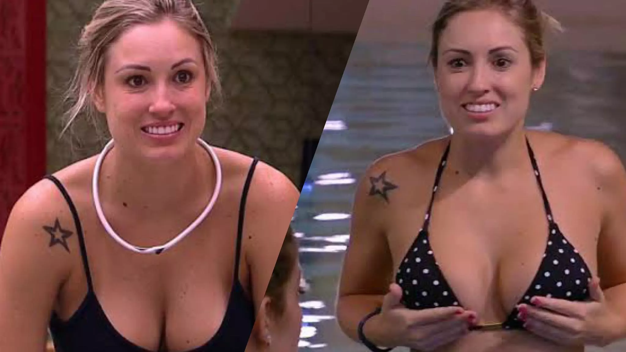 Jéssica Mueller esteve no BBB 18 e chamou a atenção pela beleza e força física (montagem: Fashion Bubbles)