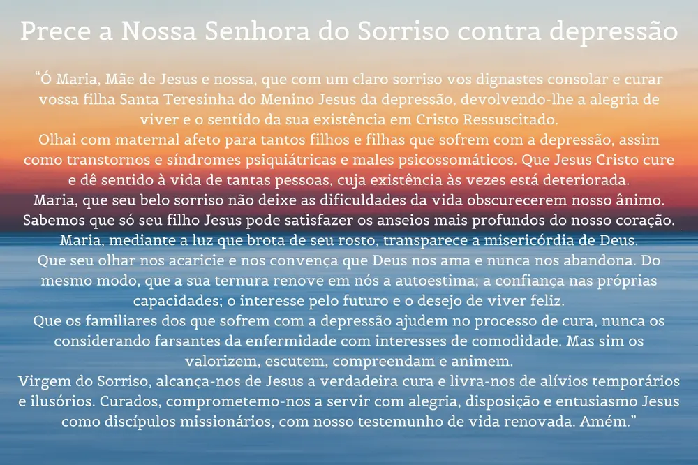 foto de pôr do sol com oração contra depressão, orações para saúde