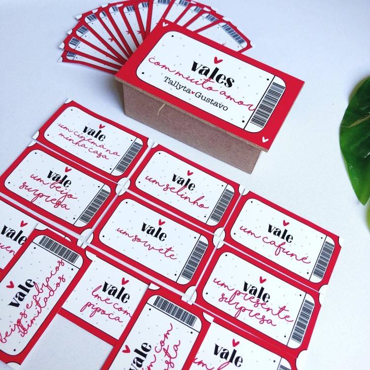 Jogo de papel Vales para Dia dos Namorados