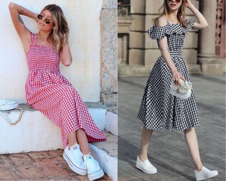 vestido xadrez vichy