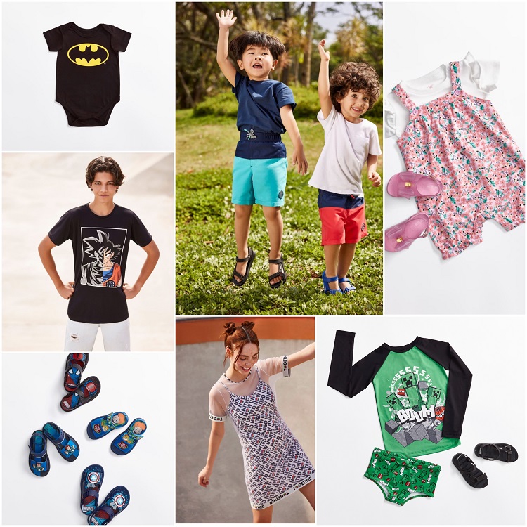 Montagem com roupas infanto-juvenil  da C&A