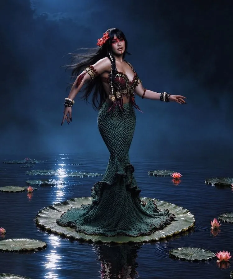 Thaynara OG usando fantasia para o Baile de Halloween da Sephora 2026. com o tema "As Sombras da Floresta"