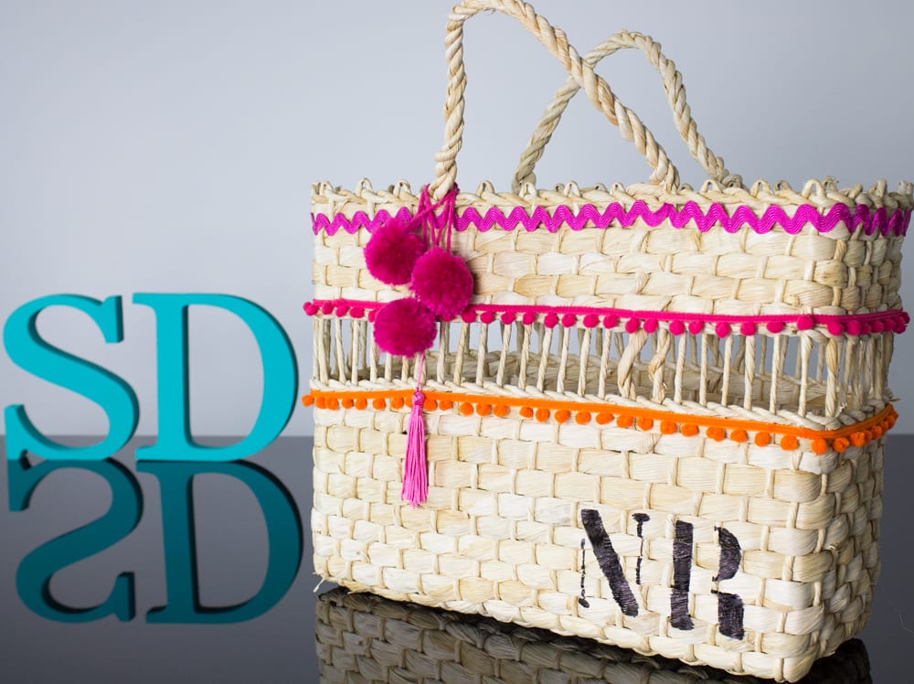 presentes para o dia das maes bolsa bolsa de palha decorada com pompons