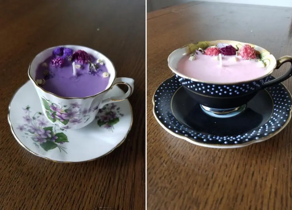Velas curativas nas xícaras de chá