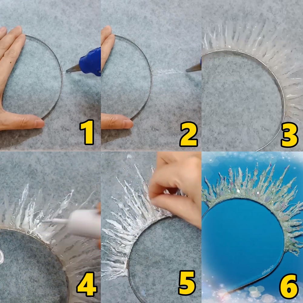 passo a passo para produção de tiara de gelo.