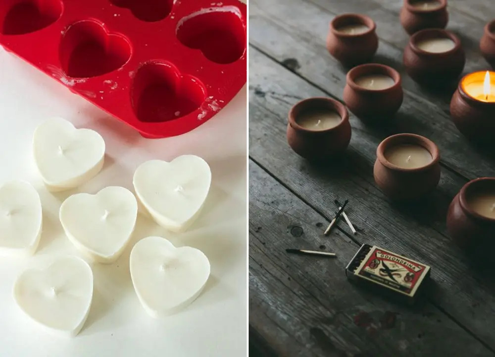 Velas curativas em formato de coração ou no bowl