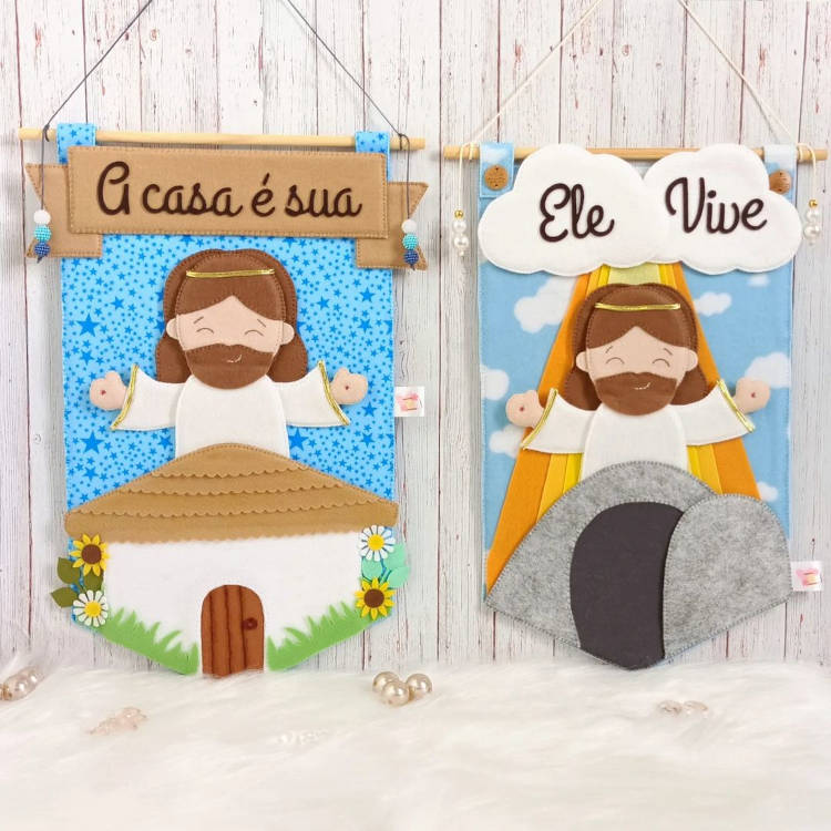 Placas de porta para Páscoa Cristã.