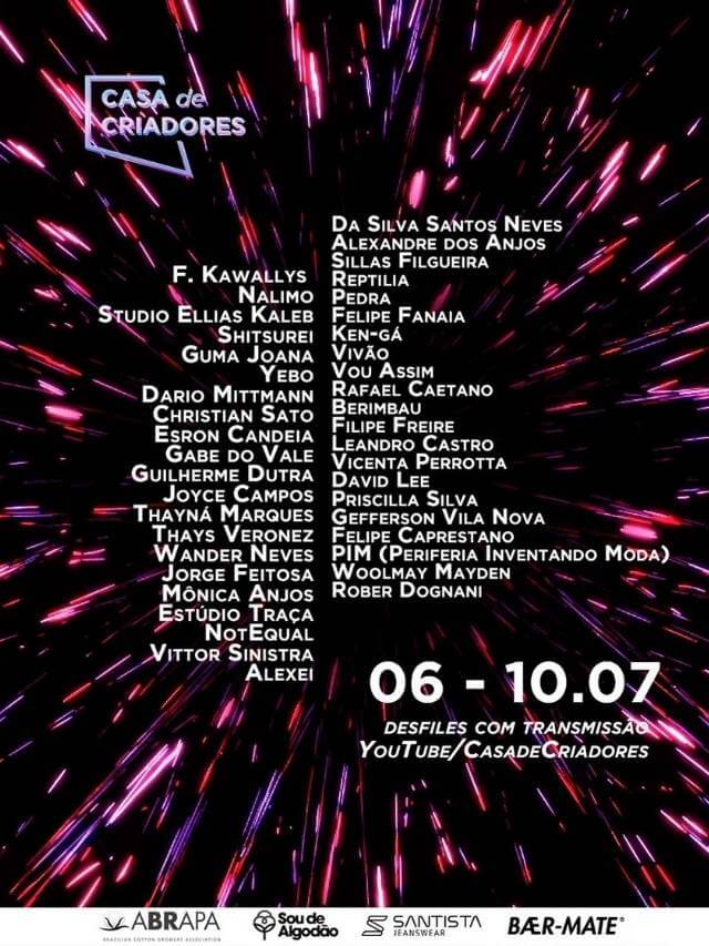 Foto com line up da 50ª edição da Casa de Criadores.