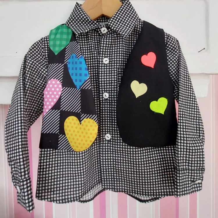 camisa xadrez de festa junina infantil com calgens