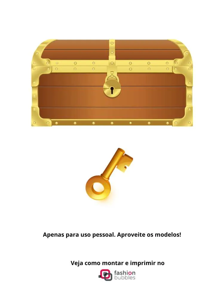 Baú e chave para imprimir 