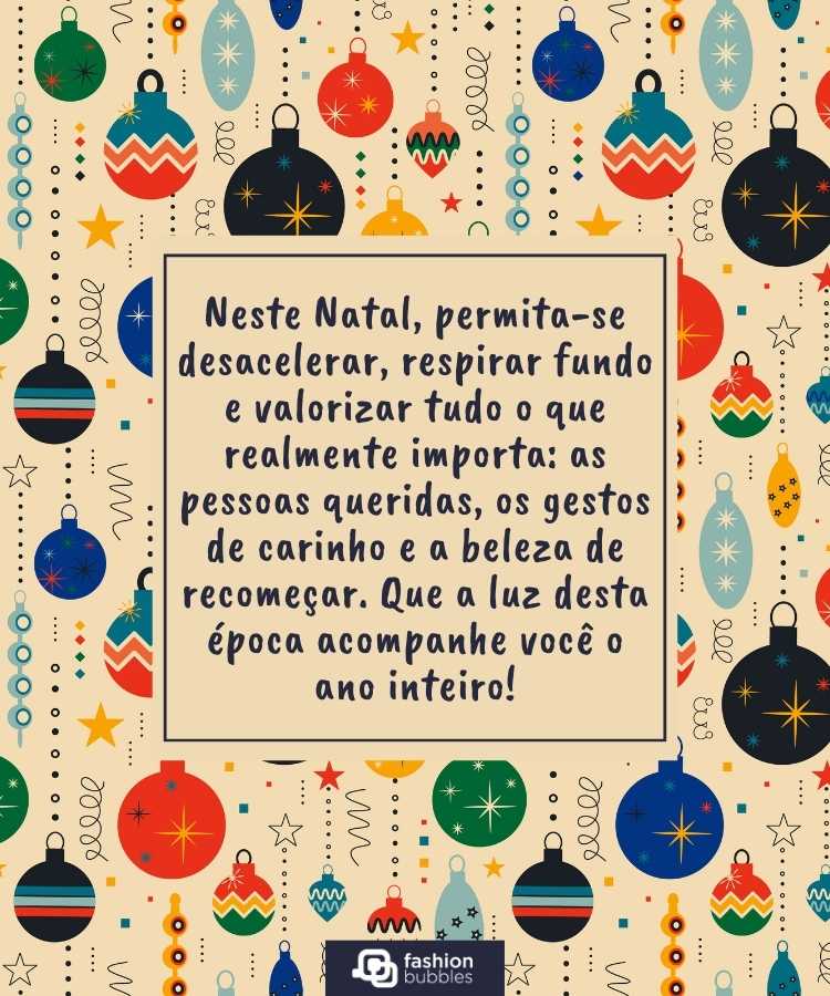 Fundo de bolas natalinas com mensagem bonita