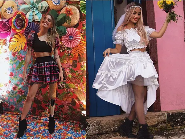 Montagem com looks de São João, para noiva e da quadrilha