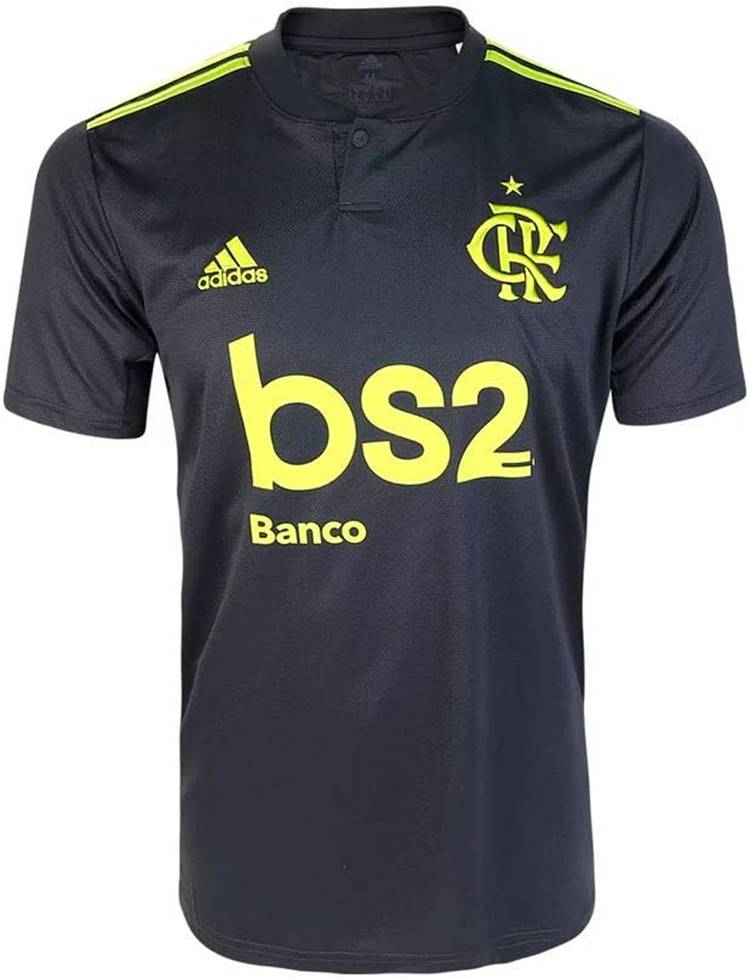 Camisa Flamengo Oficial III Adidas 2019, em preto e verde fluorescente 
