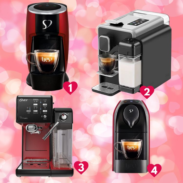 montagem com fotos de máquinas de café