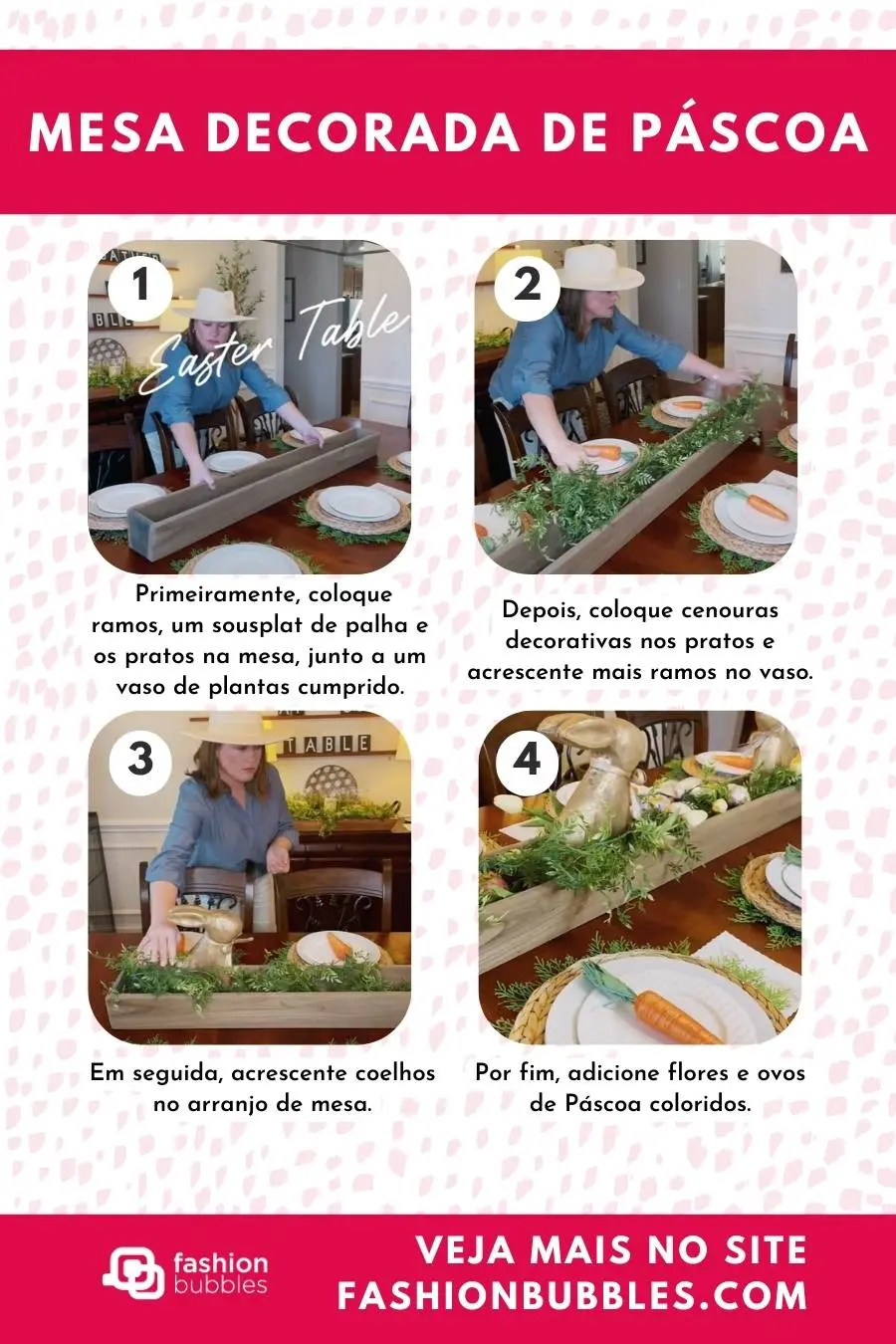 Mesa decorada de Páscoa.