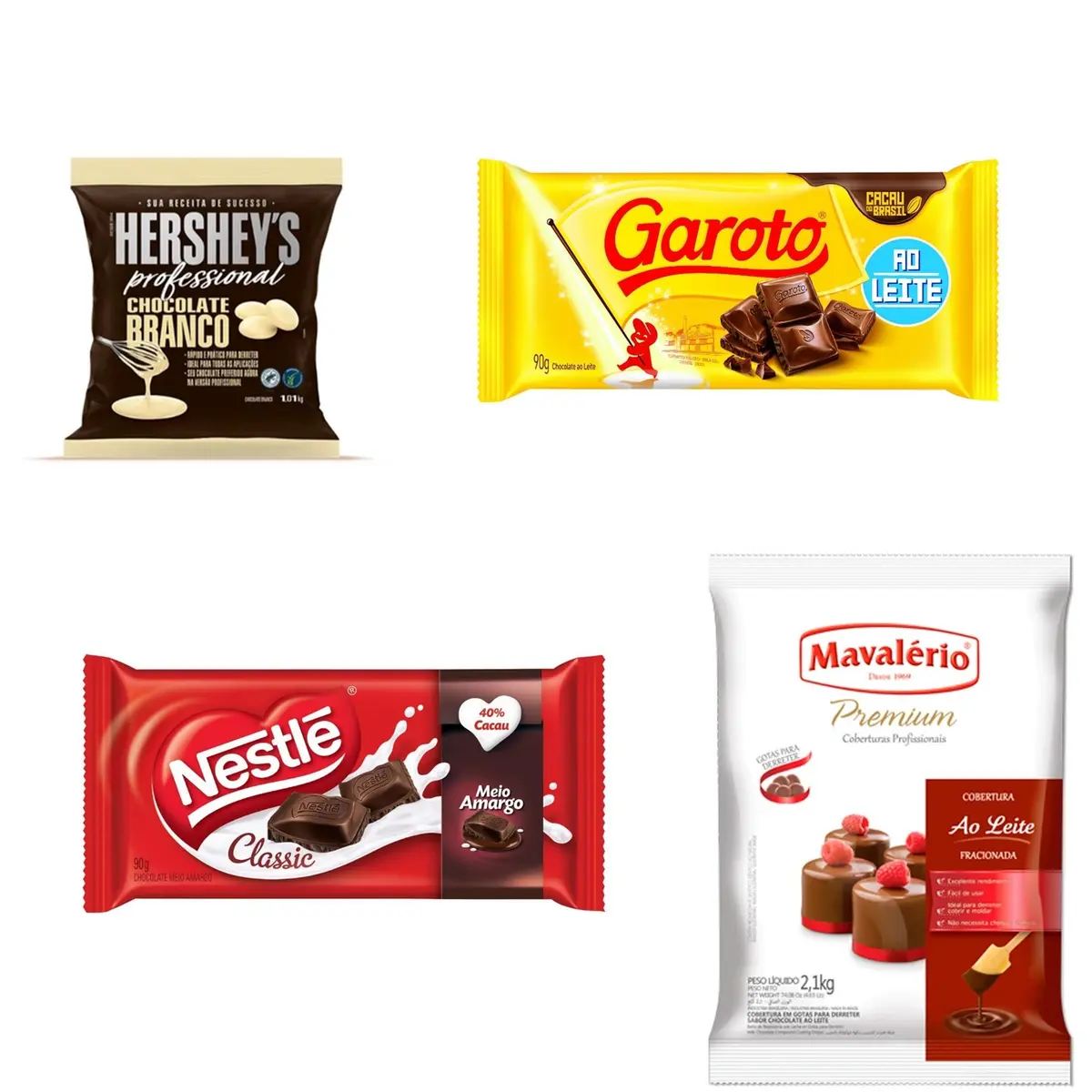 Opção de Barra de chocolate para fazer Ovo de Páscoa.