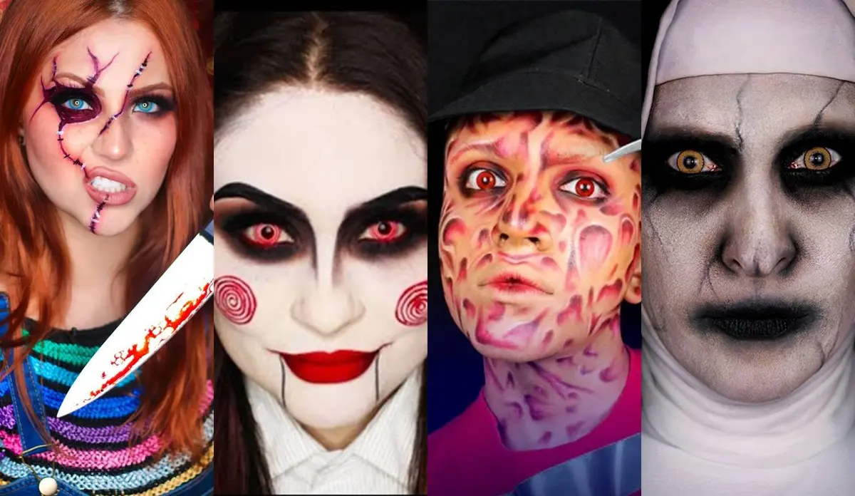 Foto com opções de maquiagem para o Halloween.